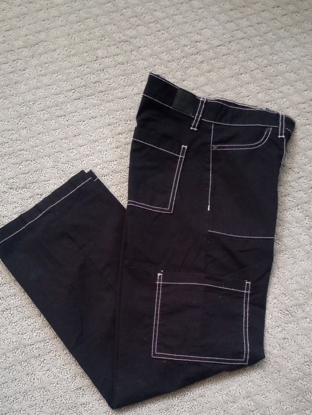 Black Cargo Pants With White Stitching